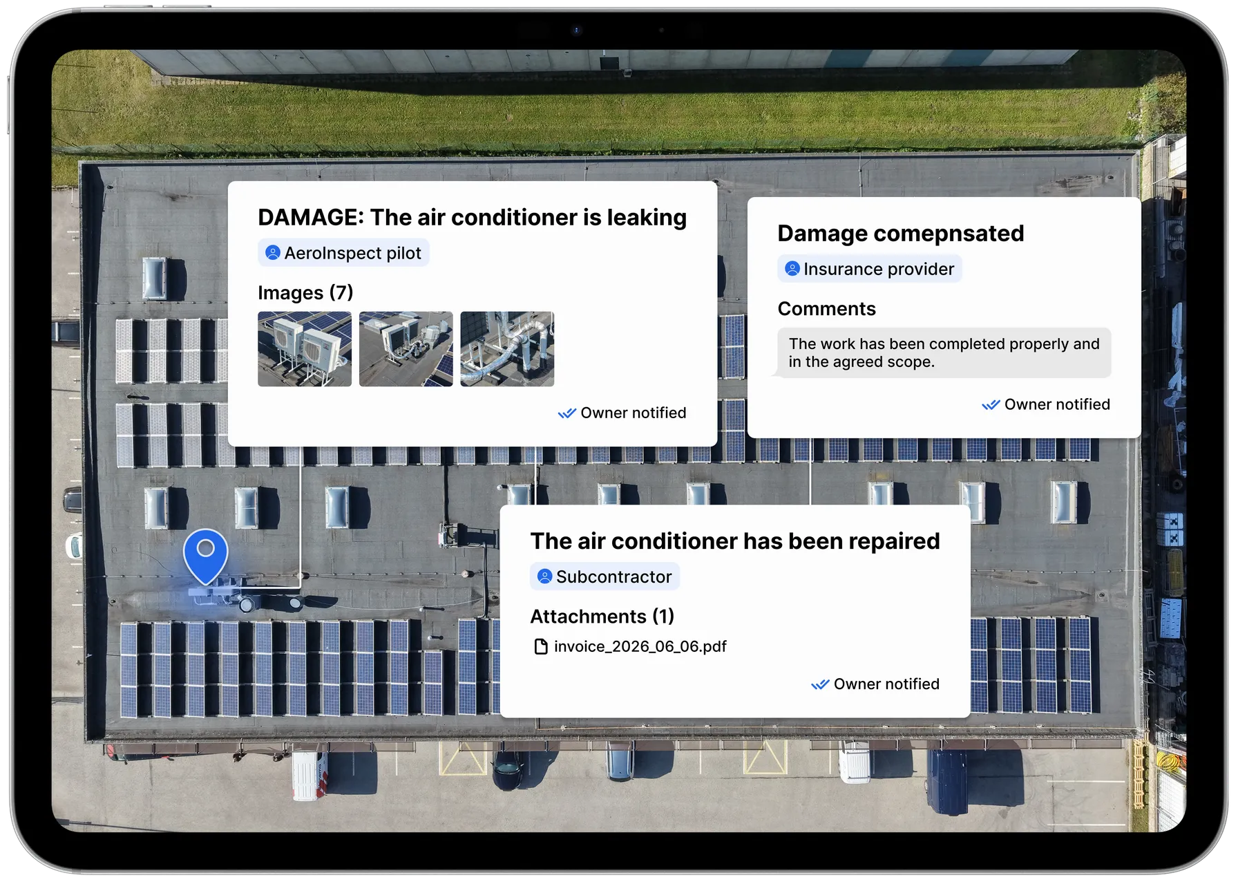Skyview example showing a roof inspection